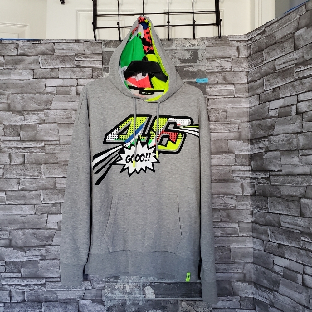 Valentino Rossi Pop Art‎ Sweatshirt Hoodie Pullover Gray Siz Large Racing Appeal